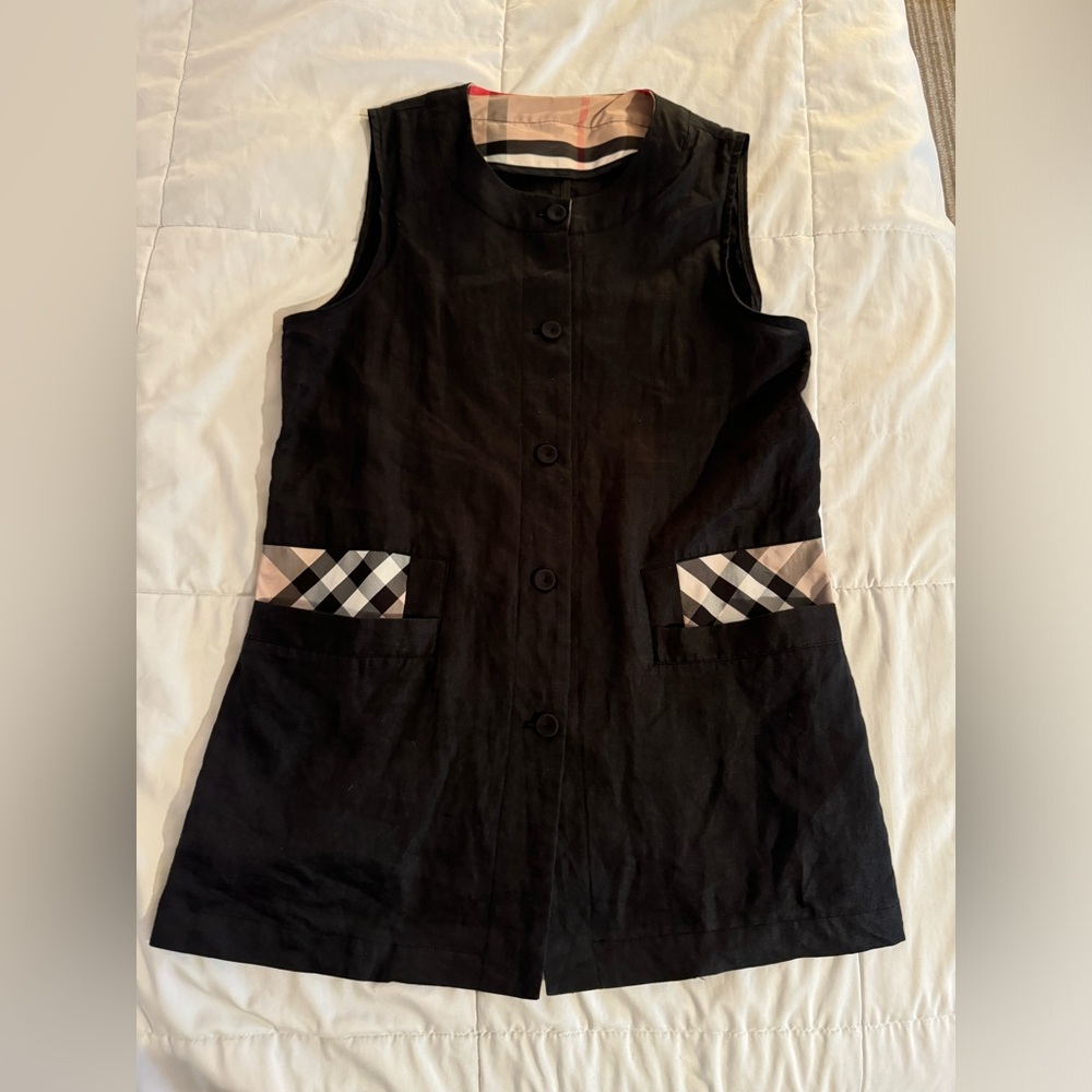 Burberry Black Mini Dress with Checkered Accents